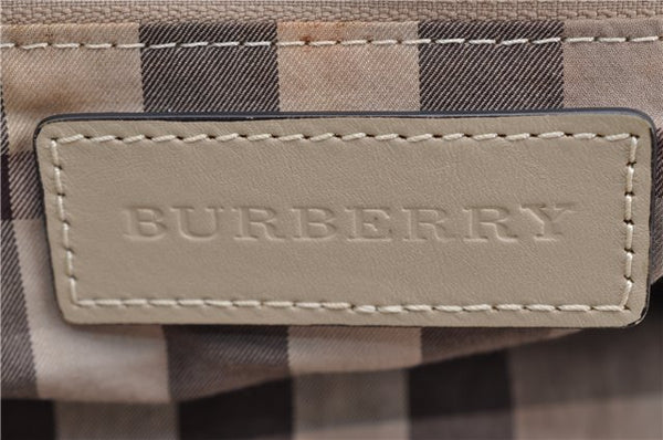 Authentic BURBERRY Vintage Leather 2Way Shoulder Tote Bag Beige 5051F