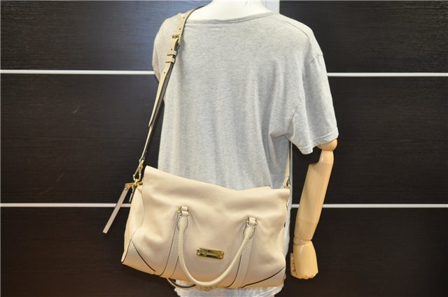 Authentic BURBERRY Vintage Leather 2Way Shoulder Tote Bag Beige 5051F