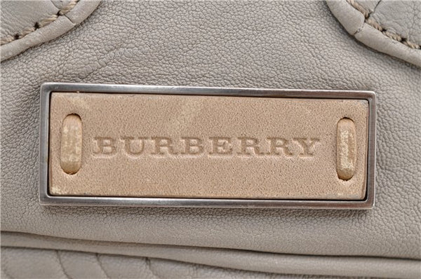 Authentic BURBERRY Vintage Leather 2Way Shoulder Cross Body Bag Gray 5053F