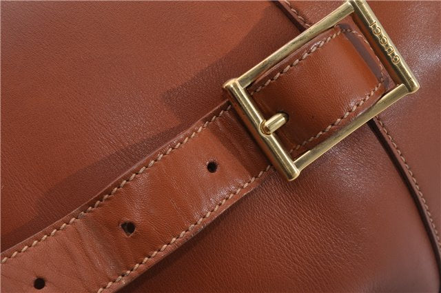 Authentic GUCCI Vintage Shoulder Bag Leather Brown 5054F