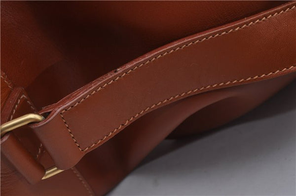 Authentic GUCCI Vintage Shoulder Bag Leather Brown 5054F