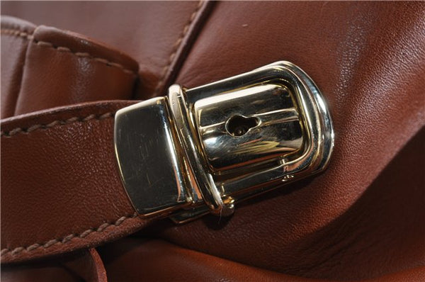 Authentic GUCCI Vintage Shoulder Bag Leather Brown 5054F