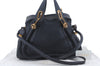 Authentic Chloe Paraty 2Way Shoulder Hand Bag Navy Blue 5056D