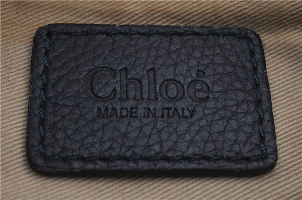 Authentic Chloe Paraty 2Way Shoulder Hand Bag Navy Blue 5056D