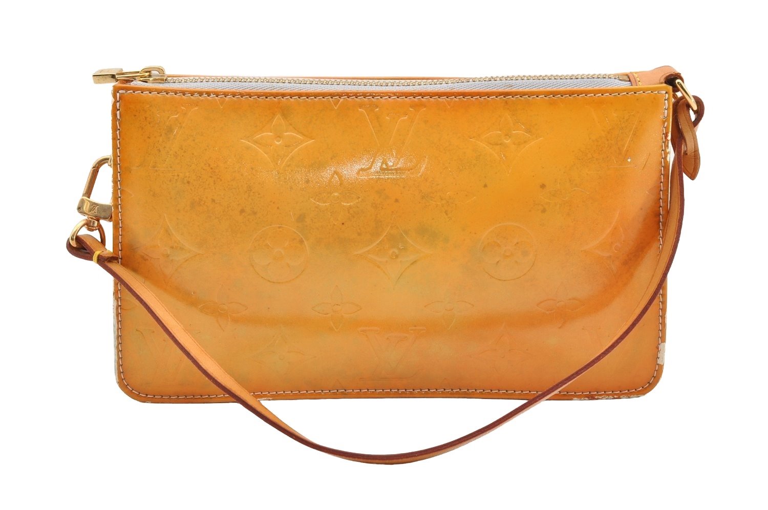 Authentic Louis Vuitton Vernis Lexington Hand Bag Pouch Yellow M91056 LV 5057I