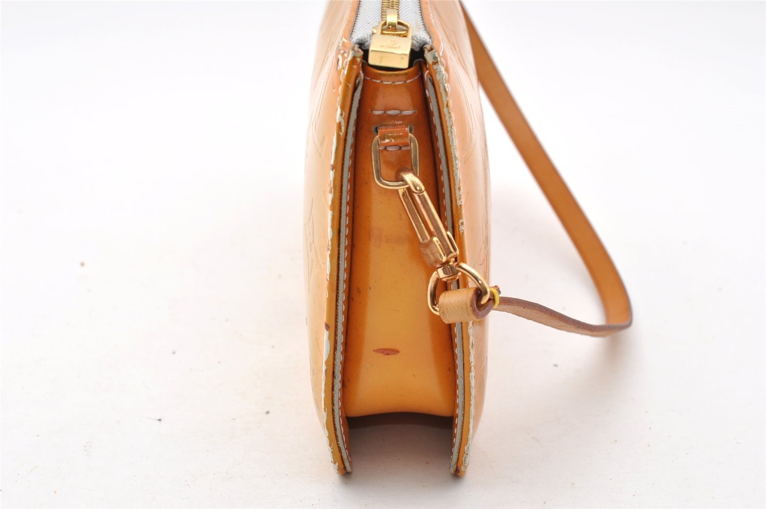 Authentic Louis Vuitton Vernis Lexington Hand Bag Pouch Yellow M91056 LV 5057I