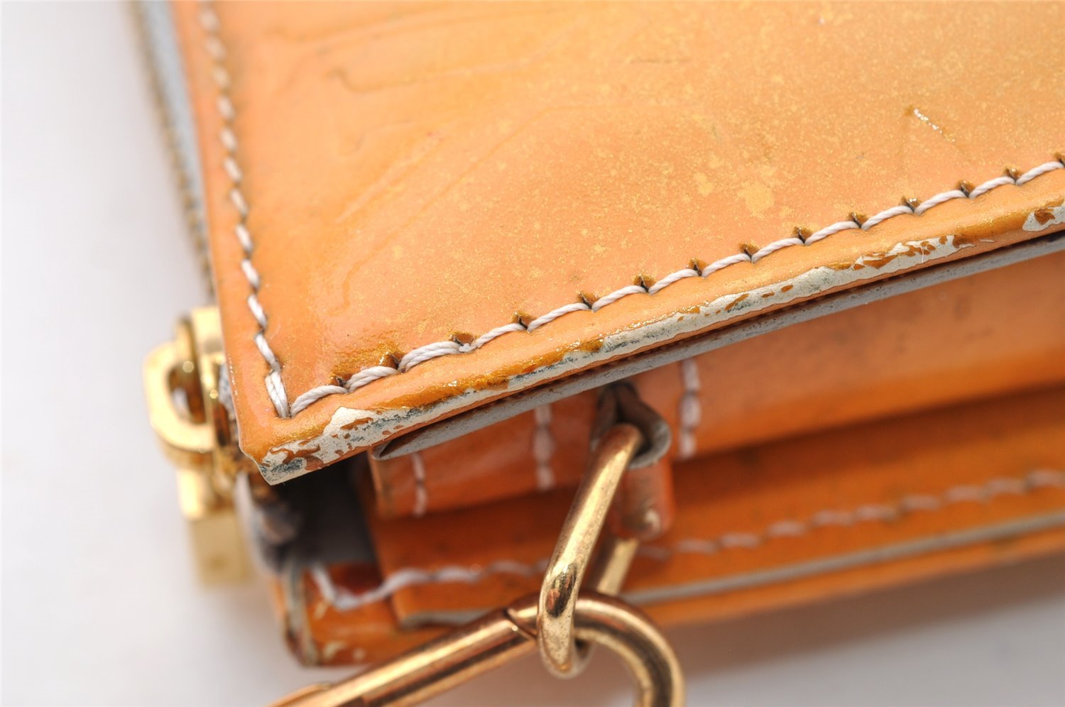 Authentic Louis Vuitton Vernis Lexington Hand Bag Pouch Yellow M91056 LV 5057I