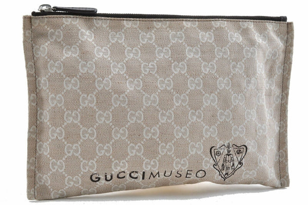 Authentic GUCCI MUSEO Pouch GG Canvas 283400 Ivory 5059A