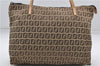 Authentic FENDI Zucchino Shoulder Tote Bag Canvas Leather Brown 5064D