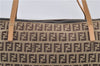 Authentic FENDI Zucchino Shoulder Tote Bag Canvas Leather Brown 5064D