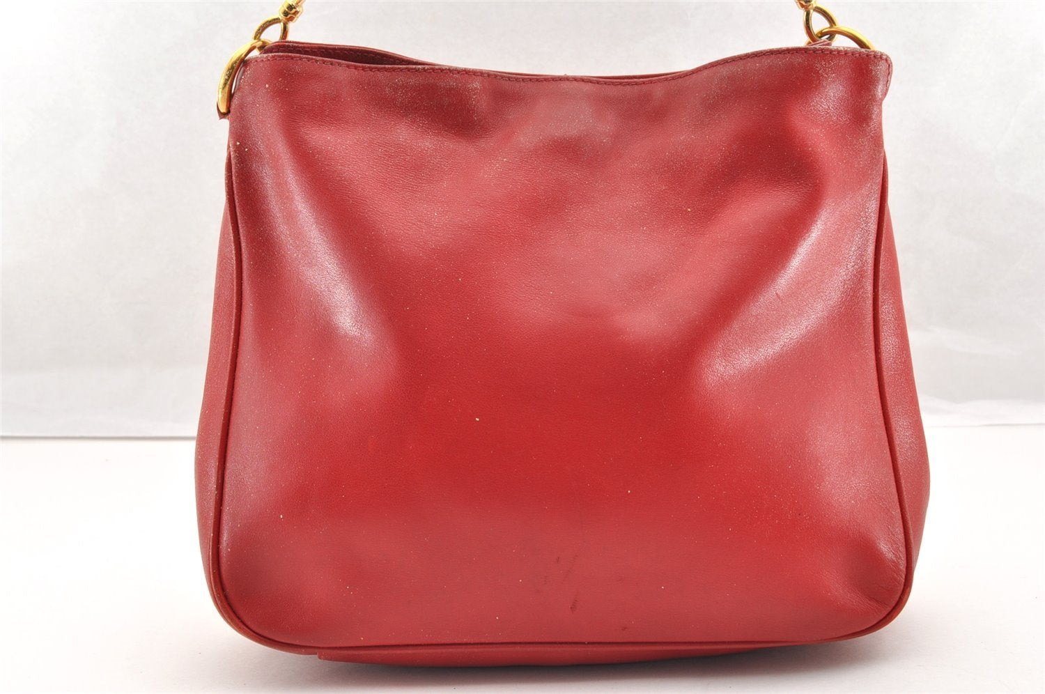 Authentic GUCCI Bamboo 2Way Shoulder Hand Bag Purse Leather Red Junk 5067I