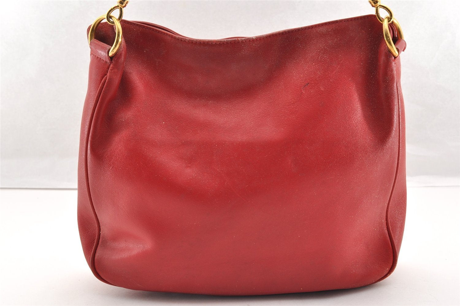 Authentic GUCCI Bamboo 2Way Shoulder Hand Bag Purse Leather Red Junk 5067I