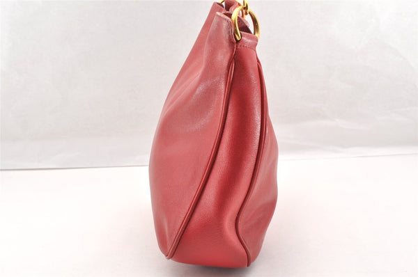 Authentic GUCCI Bamboo 2Way Shoulder Hand Bag Purse Leather Red Junk 5067I