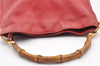 Authentic GUCCI Bamboo 2Way Shoulder Hand Bag Purse Leather Red Junk 5067I