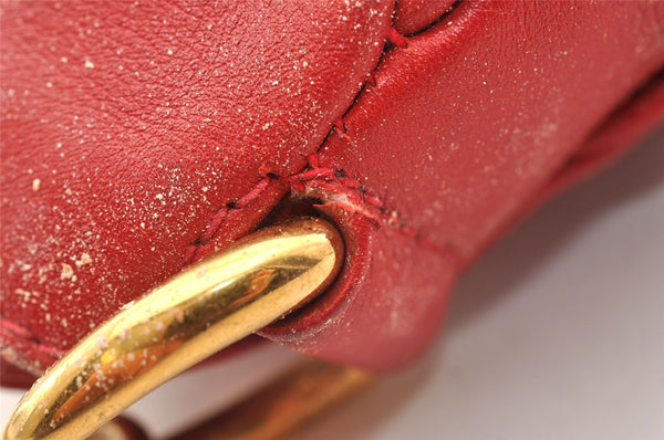 Authentic GUCCI Bamboo 2Way Shoulder Hand Bag Purse Leather Red Junk 5067I