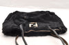 Authentic FENDI Vintage Shoulder Tote Bag Purse Fur Leather Black 5068I