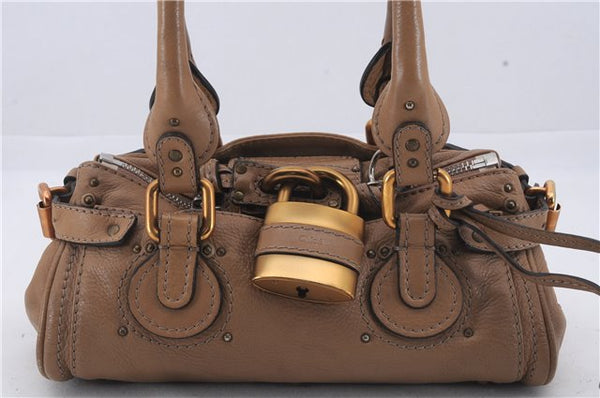 Authentic Chloe Paddington Leather Shoulder Hand Bag Beige 5070D