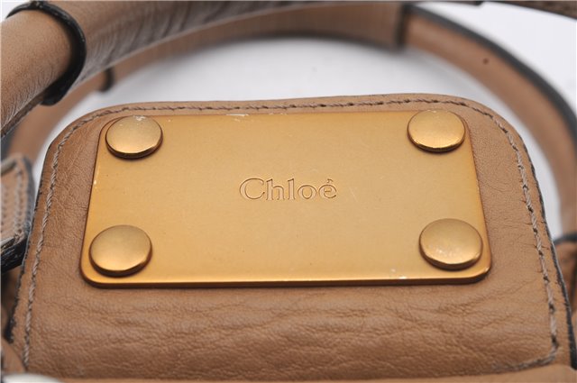 Authentic Chloe Paddington Leather Shoulder Hand Bag Beige 5070D