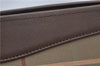 Authentic Burberrys Check Clutch Documents Case Canvas Leather Khaki Green 5070F