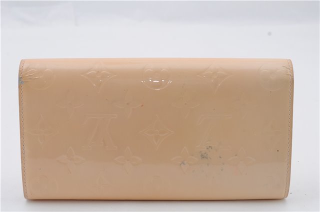 Authentic LOUIS VUITTON Vernis Portefeuille Sarah Wallet Beige M91522 LV 5073C