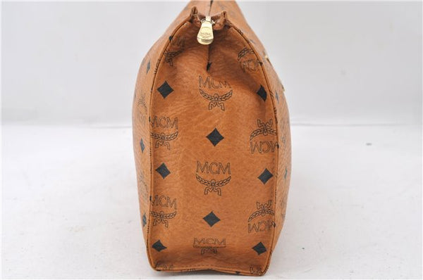 Authentic MCM Vintage Visetos Leather Clutch Hand Bag Purse Brown 5073E