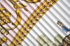 Authentic HERMES Pleats Scarf "LAPROMENADE DE LONGCHAMPS" Silk Pink Box 5075B