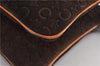 Authentic CELINE C Macadam Blason Shoulder Bag Suede Leather Brown 5075F