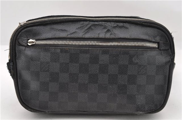 Authentic LOUIS VUITTON Damier Graphite Ambler Bum Body Bag N41289 LV Junk 5082C