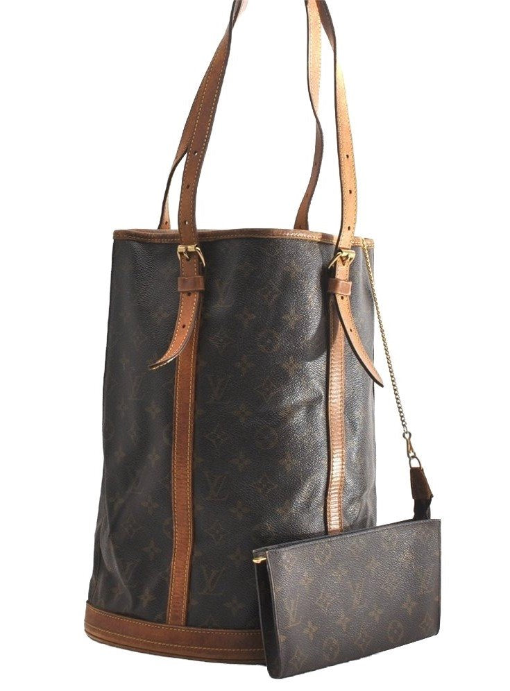Authentic Louis Vuitton Monogram Bucket GM Shoulder Tote Bag M42236 Junk 5085I