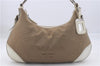 Authentic PRADA Canvas Leather Shoulder Hand Bag Purse Beige 5086D