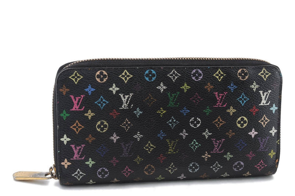 Auth LOUIS VUITTON Monogram Multicolor Zippy Wallet Purse Black M60243 LV 5087C