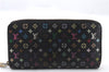 Auth LOUIS VUITTON Monogram Multicolor Zippy Wallet Purse Black M60243 LV 5087C