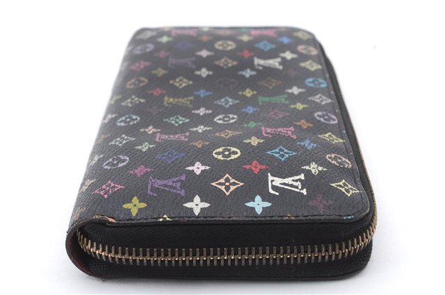 Auth LOUIS VUITTON Monogram Multicolor Zippy Wallet Purse Black M60243 LV 5087C