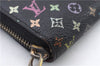 Auth LOUIS VUITTON Monogram Multicolor Zippy Wallet Purse Black M60243 LV 5087C