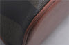 Authentic FENDI Pequin Hand Bag Purse PVC Leather Brown 5087D