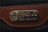 Authentic FENDI Pequin Hand Bag Purse PVC Leather Brown 5087D