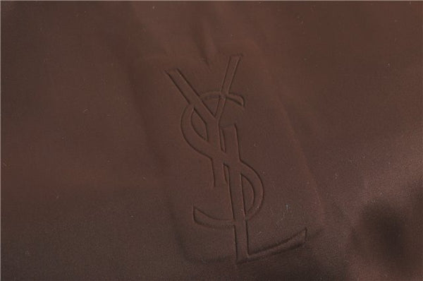 Authentic YVES SAINT LAURENT Logo Shoulder Tote Bag Nylon Leather Brown 5088C