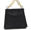 Authentic Salvatore Ferragamo Chain Hand Bag Purse Suede Black SF 5088D