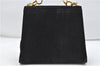 Authentic Salvatore Ferragamo Chain Hand Bag Purse Suede Black SF 5088D