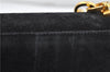 Authentic Salvatore Ferragamo Chain Hand Bag Purse Suede Black SF 5088D