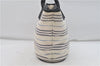 Authentic BURBERRY Stripe Canvas Leather Shoulder Hand Bag Ivory Navy 5090D
