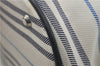 Authentic BURBERRY Stripe Canvas Leather Shoulder Hand Bag Ivory Navy 5090D
