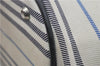 Authentic BURBERRY Stripe Canvas Leather Shoulder Hand Bag Ivory Navy 5090D