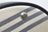 Authentic BURBERRY Stripe Canvas Leather Shoulder Hand Bag Ivory Navy 5090D