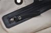 Authentic BURBERRY Stripe Canvas Leather Shoulder Hand Bag Ivory Navy 5090D