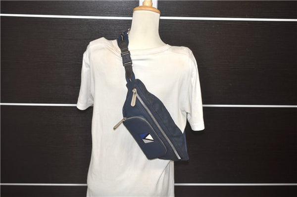 Authentic Louis Vuitton Cup Mizenu Waist Body Bag Purse PVC Blue M80706 LV 5091D