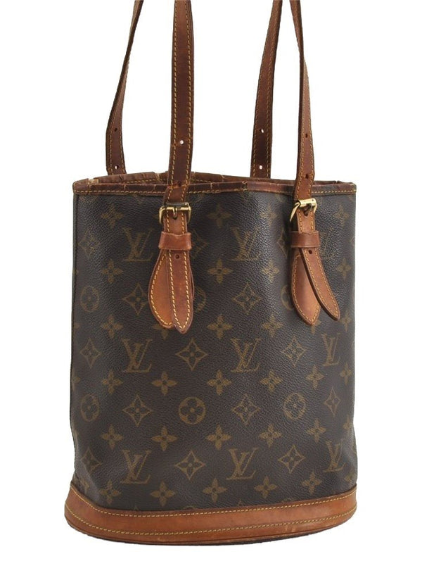 Authentic Louis Vuitton Monogram Bucket PM Shoulder Tote Bag M42238 Junk 5091I
