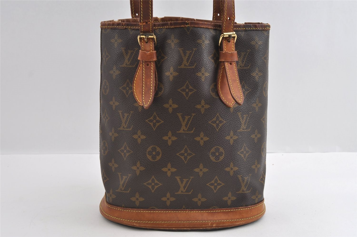 Authentic Louis Vuitton Monogram Bucket PM Shoulder Tote Bag M42238 Junk 5091I