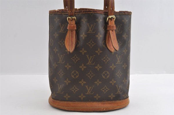 Authentic Louis Vuitton Monogram Bucket PM Shoulder Tote Bag M42238 Junk 5091I