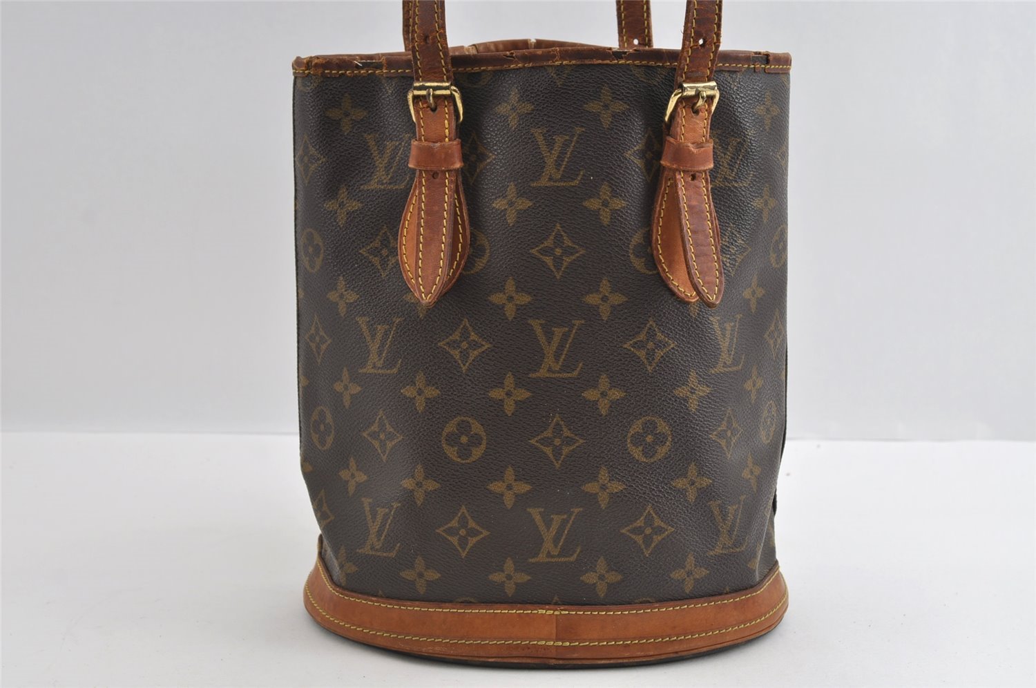 Authentic Louis Vuitton Monogram Bucket PM Shoulder Tote Bag M42238 Junk 5091I